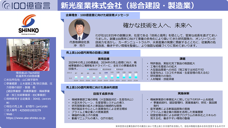 新光産業の100億宣言を見る